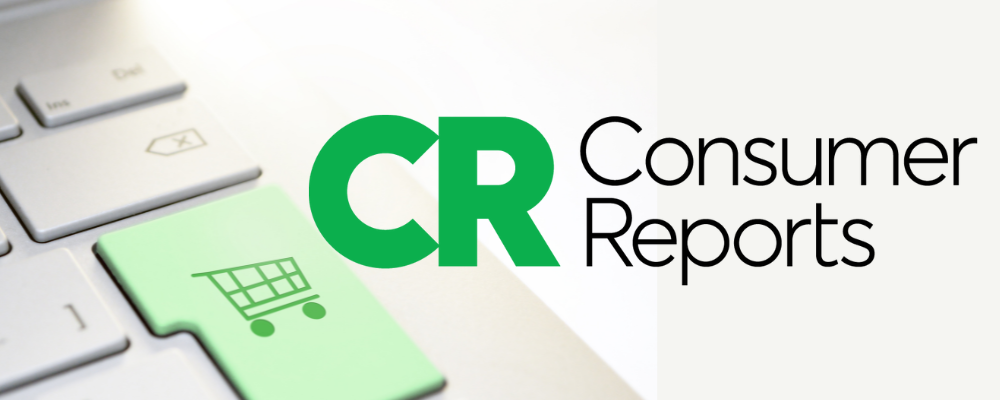 Keyboard with a shopping cart, Consumer Reports logo