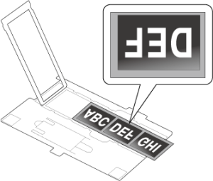 Drawing showing orientation of medium format film in the slide scanner